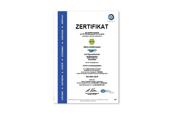 Wir sind ISO 9001:2015 zertifiziert.